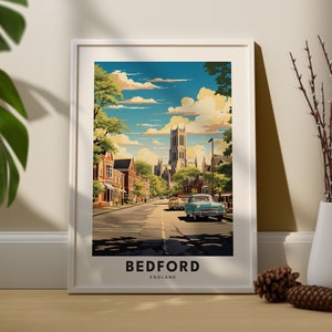 Bedford Travel Print Wall Art The Bedford Wall Hanging Home Décor Bedfordshire Gift Art Lovers The Bedford Vintage Art Print