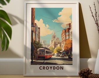 Croydon Wall Art Print Decor, Croydon City Poster, England Wall Art, Croydon Wall Art, Croydon Gift, Croydon Housewarming Gifts