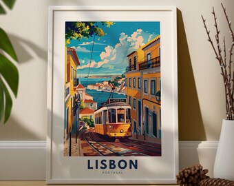 Lissabon Kunstdruck, Lissabon Wandreiseplakat, Portugal Wanddekor, Lissabon Wandkunst, Portugal Stadtdruck