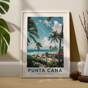 Impresión de arte de pared de Punta Cana, cartel de viaje de pared de Punta Cana, decoración de pared de República Dominicana, arte de pared de Punta Cana, impresión de República Dominicana