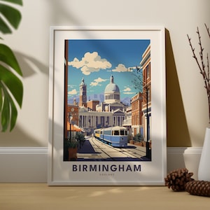 Impression de Birmingham, affiche de birmingham, art mural angleterre, affiche Royaume-Uni, art mural birmingham, cadeau birmingham