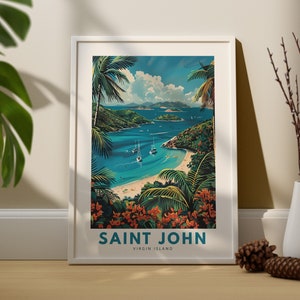 Impressão de arte de parede de São João, pôster de viagem de parede de São João, decoração de parede da Ilha Virgem, arte de parede de São João, impressão de arte da Ilha Virgem