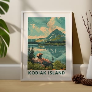 Kodiak Island wall art print, Kodiak Island travel poster, Alaska wall decor, Kodiak Island wall art, Alaska art print