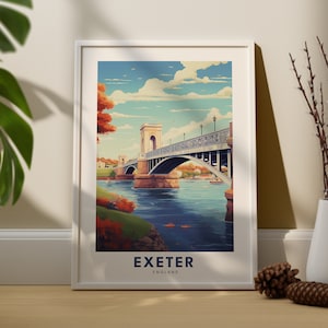 Exeter Print, Exeter Poster, Exeter Wall Art, England Bridge Print, Exeter Gift, Exeter Art Decor, Gift For England Lover