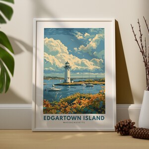 Impression d'art mural Edgartown Island, affiche de voyage Edgartown Island, décoration murale du Massachusetts, art mural Edgartown Island, impression du Massachusetts