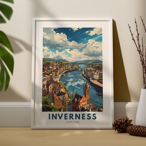 Inverness travel art print, Inverness city wall poster, Scotland wall decor, Inverness wall art hang, Scotland art print