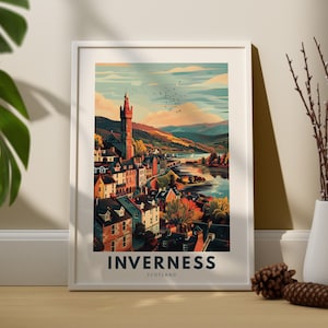 Inverness muurkunstdruk, Inverness muur reisposter, Schotland wanddecor, Inverness muurkunst hangen, Schotland kunstafdruk