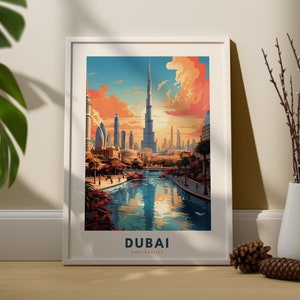 Dubai Poster - Travel Print - Burj Khalifa - Dubai Wall Art - Dubai Print - Burj Khalifa Poster - Dubai Skyline