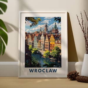 Impresión de arte de Wroclaw, cartel de viaje de la pared de Wroclaw, decoración de la pared de Polonia, colgante de arte de la pared de Wroclaw, impresión de la ciudad de Polonia