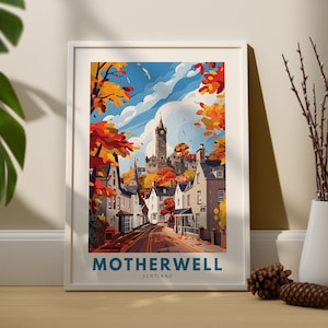 Impression d'art mural Motherwell, affiche de voyage murale Motherwell, décoration murale Écosse, suspension d'art mural Motherwell, impression d'art Écosse
