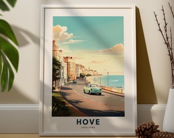 Hove Travel Print Wall Art Hove  Wall Hanging Home Décor South East Sussex Gift Art Lovers Hove  City Poster East Sussex Art