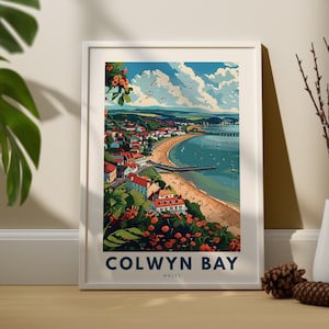 Impresión de arte de pared de Colwyn Bay, cartel de viaje de pared de Colwyn Bay, decoración de pared de Gales, colgante de arte de pared de Colwyn Bay, impresión de arte de Gales