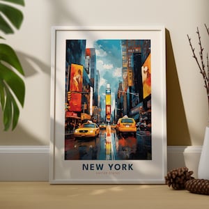 Stampa poster di viaggio di New York - Poster d&#39;arte di New York - Stampa di Times Square - Poster di Times Square - Arte della parete di New York - Arte di viaggio di Times Square