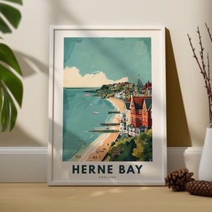 Stampa d'arte da parete di Herne Bay, poster di viaggio da parete di Herne Bay, arredamento da parete in Inghilterra, appendere arte da parete di Herne Bay, stampa d'arte in Inghilterra