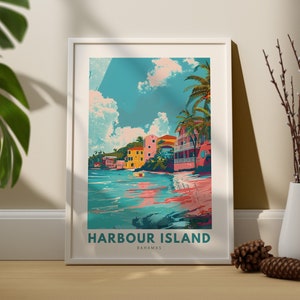 Hafen Island Wand Kunst Druck, Hafen Island Reiseplakat, Bahamas Wanddekor, Hafen Island Wandkunst, Bahamas Druck