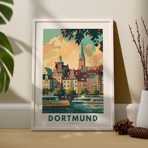 Dortmund wall art print, Dortmund wall travel poster, Germany wall decor, Dortmund wall art hang, Germany city print