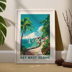 Key West Island kunst aan de muur print, Key West Island reisposter, Florida wand decor, Key West Island kunst aan de muur, Florida print