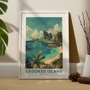 Impression d'art mural de Crooked Island, affiche de voyage murale de Crooked Island, décoration murale des Bahamas, suspension d'art mural de Crooked Island, impression d'art des Bahamas