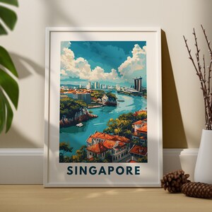 Singapore travel art print, Singapore city wall poster, Singapore wall decor, Singapore wall art hang, Singapore art print
