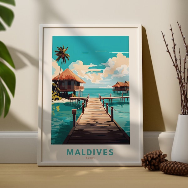 Maldives Poster - Maldives  Wall Art - Maldives Print -  Maldives Wall Art Print - Maldives Travel Poster - Maldives Gift - Maldives Decor