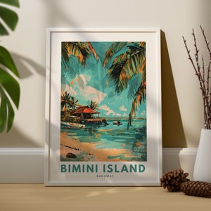 Bimini-eiland kunst aan de muur print, Bimini-eiland muur reisposter, Bahama's wanddecor, Bimini-eiland kunst aan de muur hangen, Bahama's afdrukken