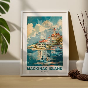 Impression d'art mural Mackinac Island, affiche de voyage Mackinac Island, décoration murale Michigan, art mural Mackinac Island, impression Michigan
