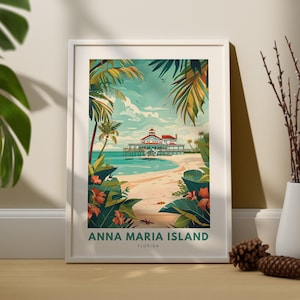 Anna Maria Island reiskunstprint, Anna Maria Island stadsmuurposter, Florida wanddecor, Anna Maria Island muurkunst hangen, Florida print