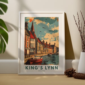 Impression d'art de voyage King's Lynn, affiche murale de la ville de King's Lynn, décoration murale d'Angleterre, suspension d'art mural de King's Lynn, impression d'art d'Angleterre