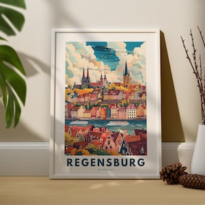 Impressão de arte de parede de Regensburg, pôster de viagem de parede de Regensburg, decoração de parede da Alemanha, arte de parede de Regensburg pendurada, impressão de cidade da Alemanha