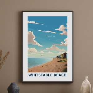 Whitstable Beach Travel Print Wall Art The Kent Beach Wall Hanging Home Décor Whitstable Beach Gift Kent Art Lovers