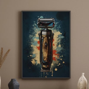 Barbershop Poster - Barber Clipper Print - Clipper Art Poster - Barbershop Wall Art Print  - Hairdresser Gift - Barbershop Art