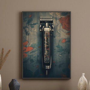 Vintage Barbershop Wall Art Print - Barber Clipper Print - Clipper Art Poster - Barbershop Wall Decor  - Gift For Barber - Barbershop Art