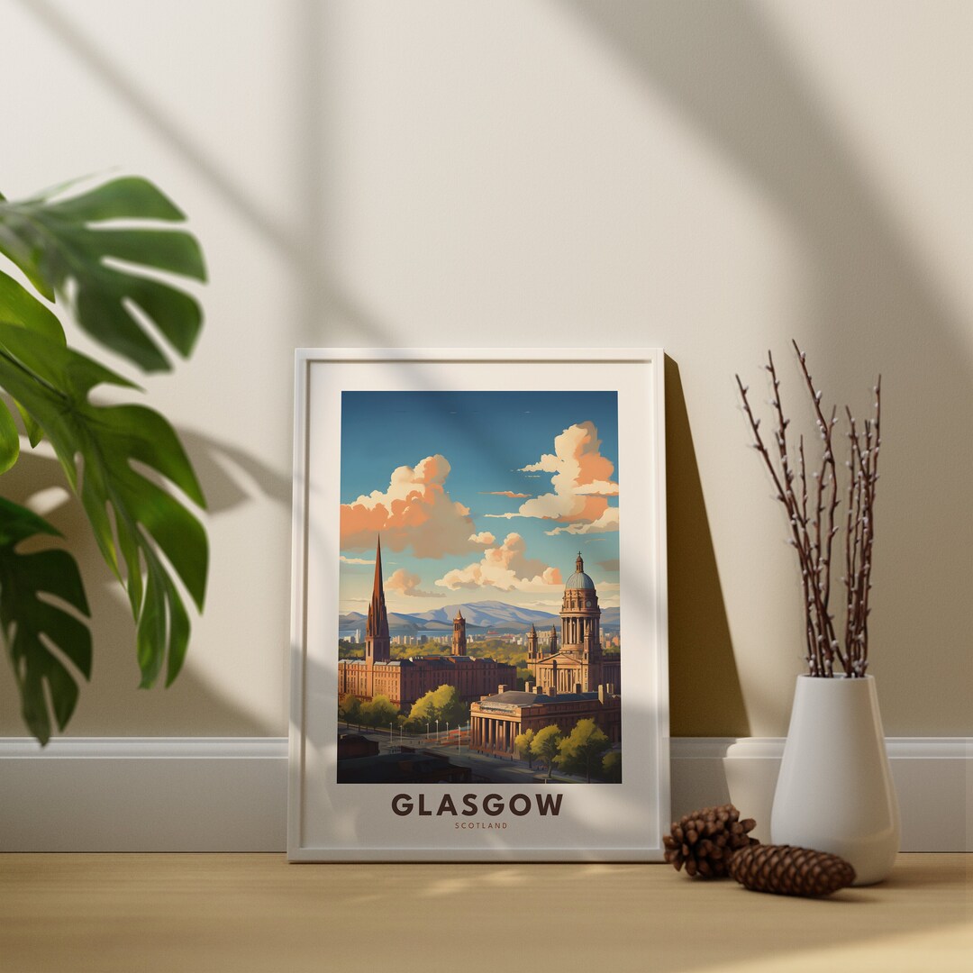 Glasgow Print, Glasgow Poster, Scotland City Wall Art, UK City Poster