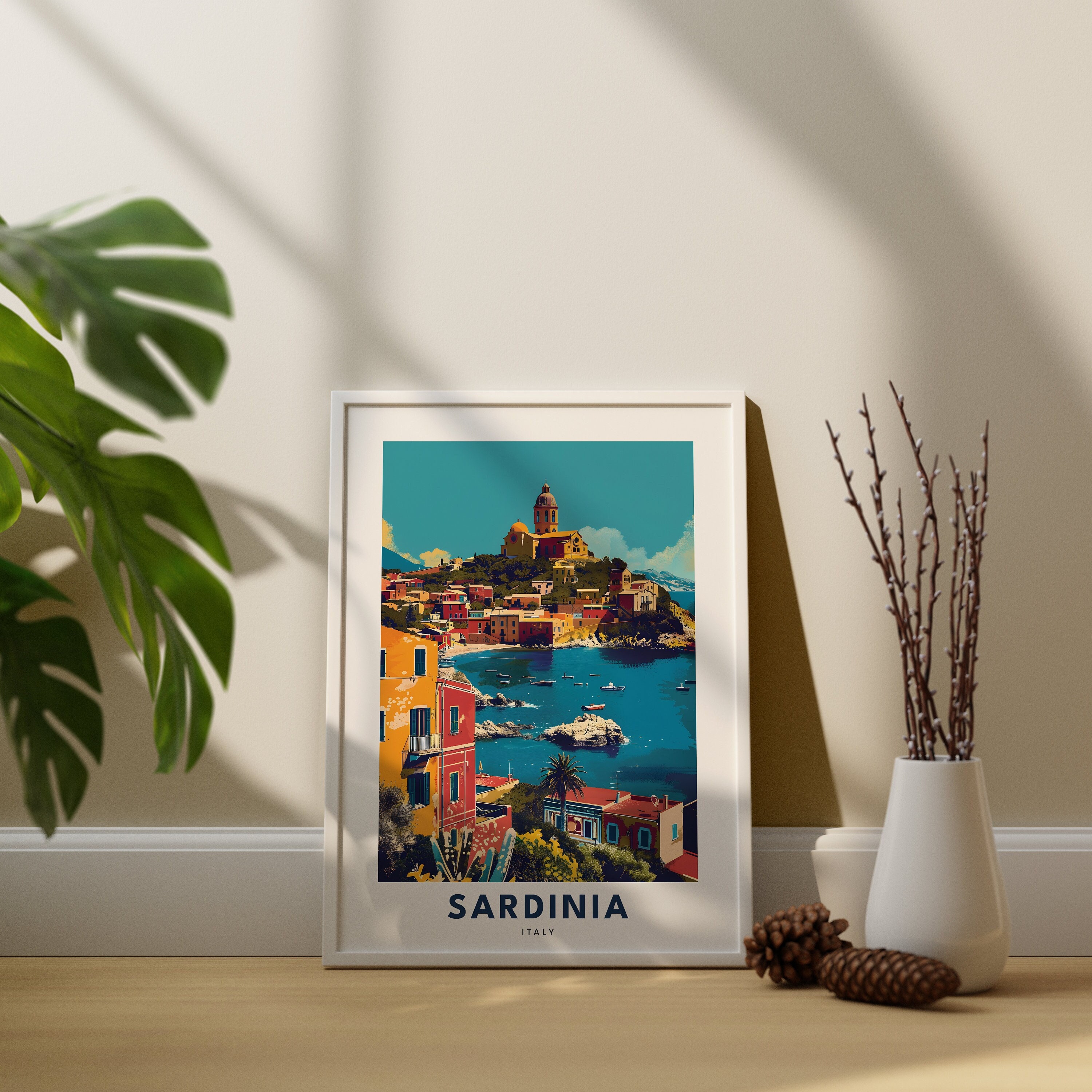 Sardinia print, Sardinia poster, Italian islands wall hanging art, Italy island art poster decor, Sardinia wall hang decor