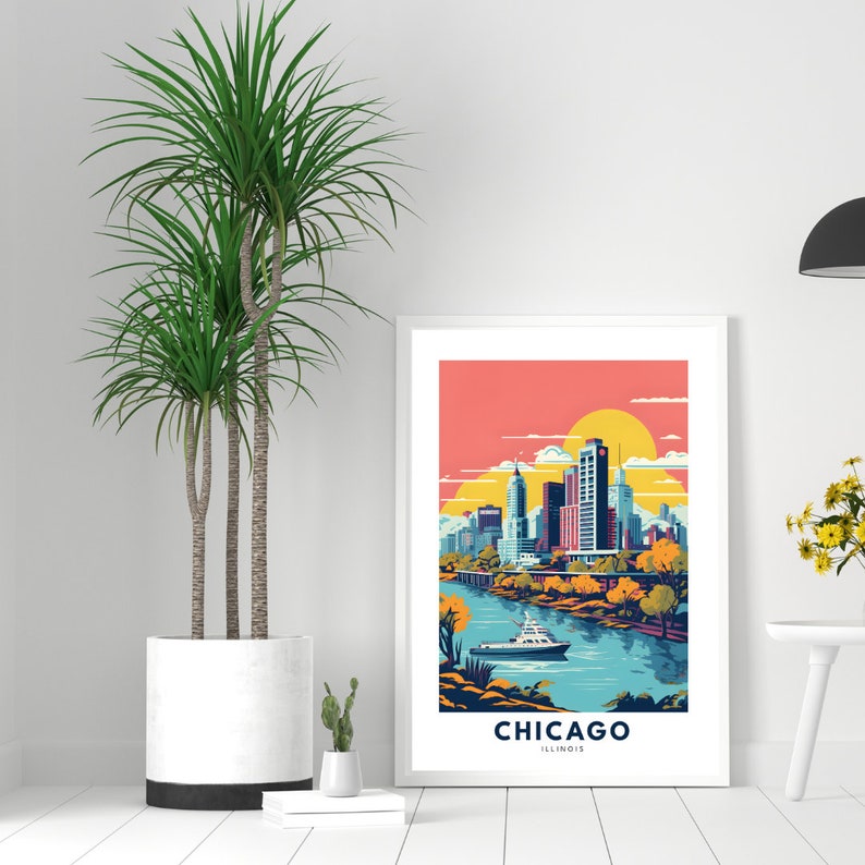 Chicago Print, Chicago City Poster, Illinois Wall Art, Illinois Poster