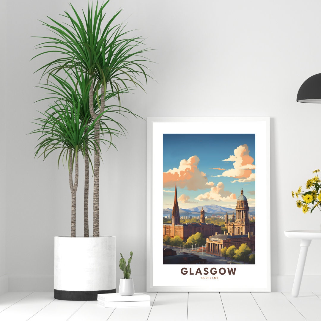 Glasgow Print, Glasgow Poster, Scotland City Wall Art, UK City Poster, Glasgow Wall Art, Glasgow