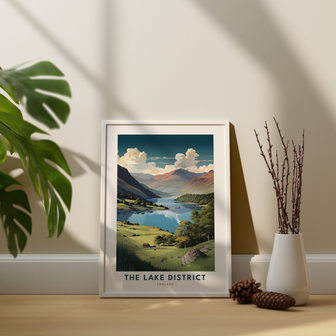 Lake District Travel Art Poster Lake District Wall Art England Travel Print the Lake District