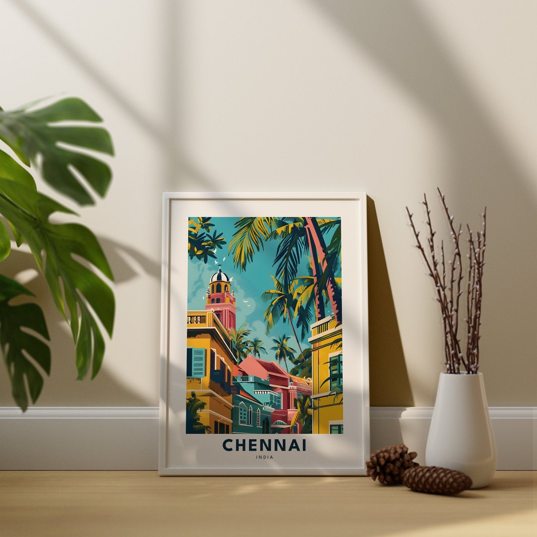 Chennai Travel Art Print, Chennai Wall Art Poster, India Wall Hanging Art, Indian Art Poster