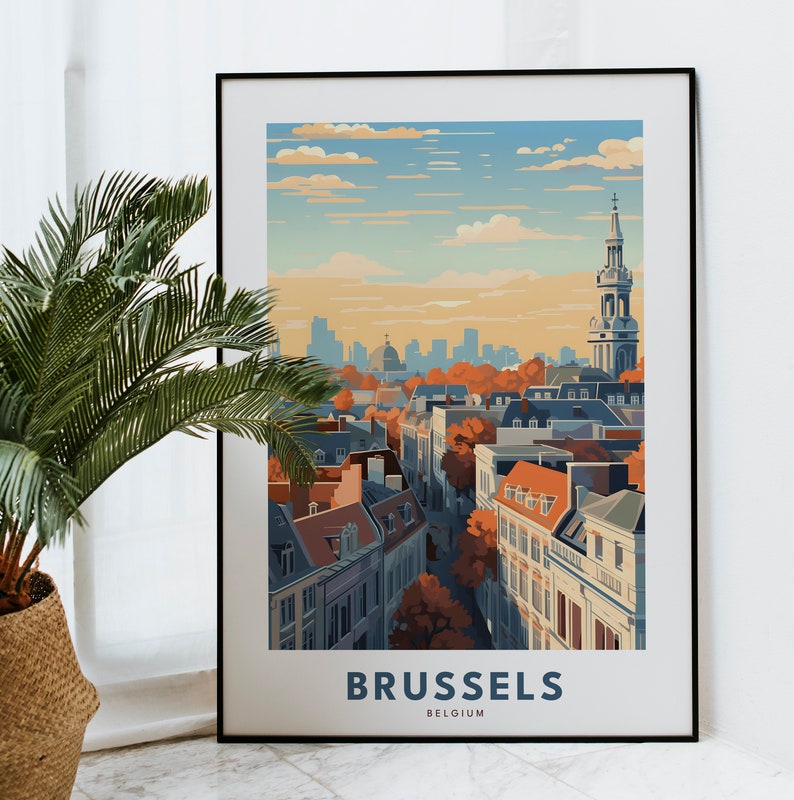 Inspired by the golden age of travel, our Brussels Print embodies the timeless aesthetics of Vintage Travel Wall Art.