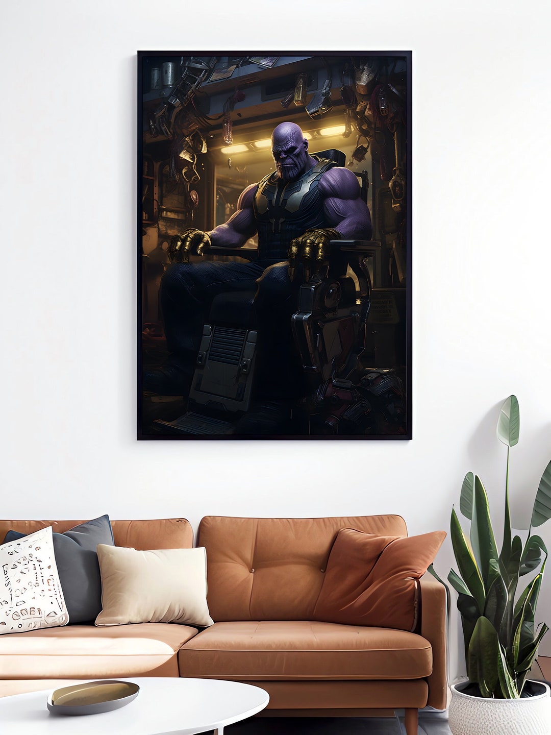 Thanos at the Barbershop Wall Art Print, Thanos Poster, Gift for Barber ...
