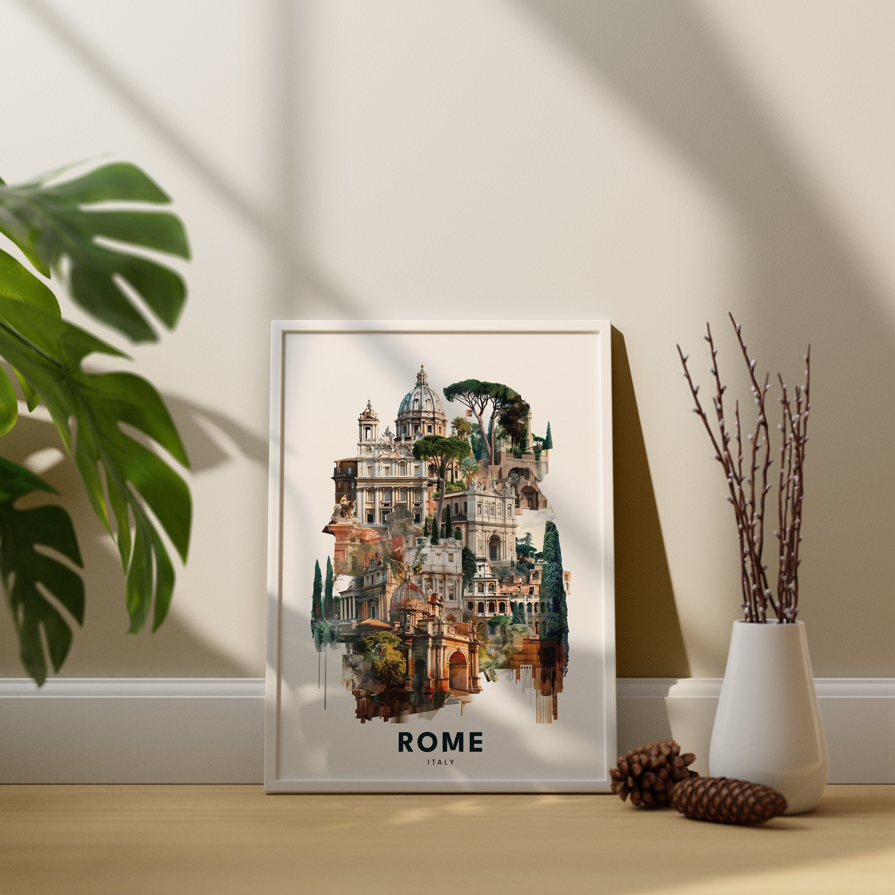 Rome landmarks print, Rome wall art print, Colosseum wall art poster, Basilica travel poster, Vatican customize Gifts