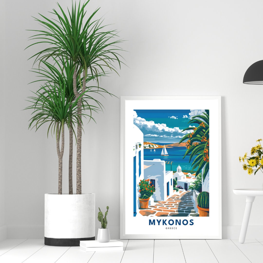 Mykonos Druck, Mykonos Plakat, Wandbehang Kunst Griechenlands ...