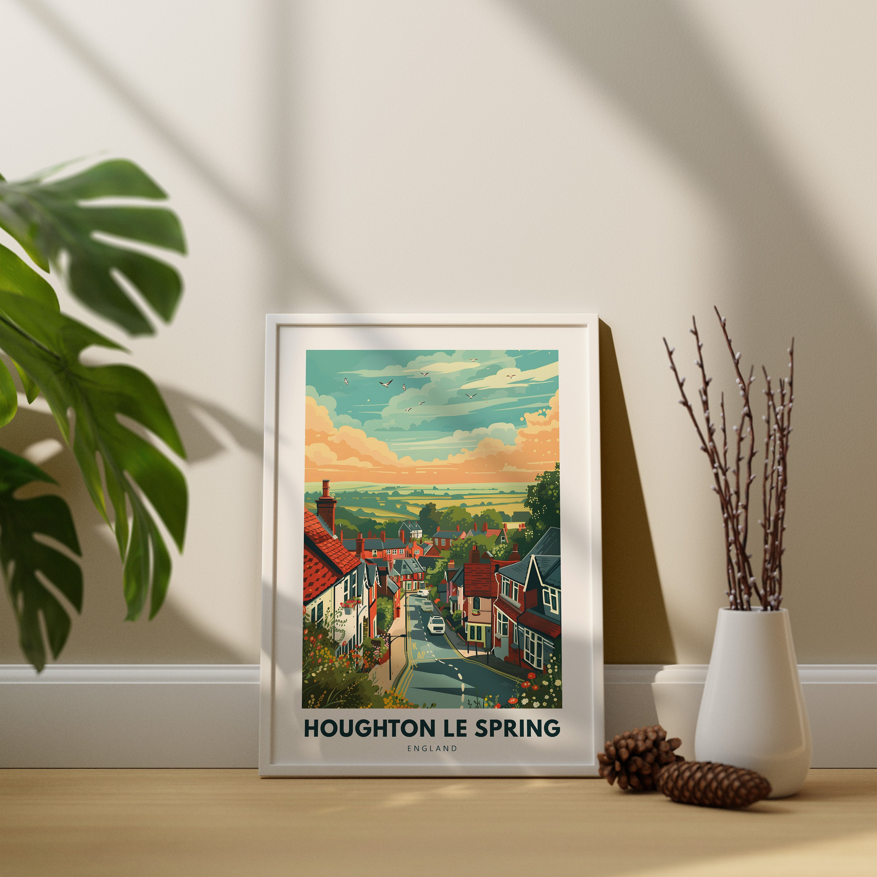 Houghton Le Spring wall art print, Houghton Le Spring travel poster, England wall decor, Houghton Le Spring wall art hang, England print