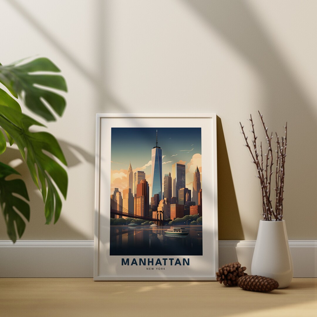 Manhattan Druck, Manhattan Poster, Manhattan Stadt Wandkunst, New York