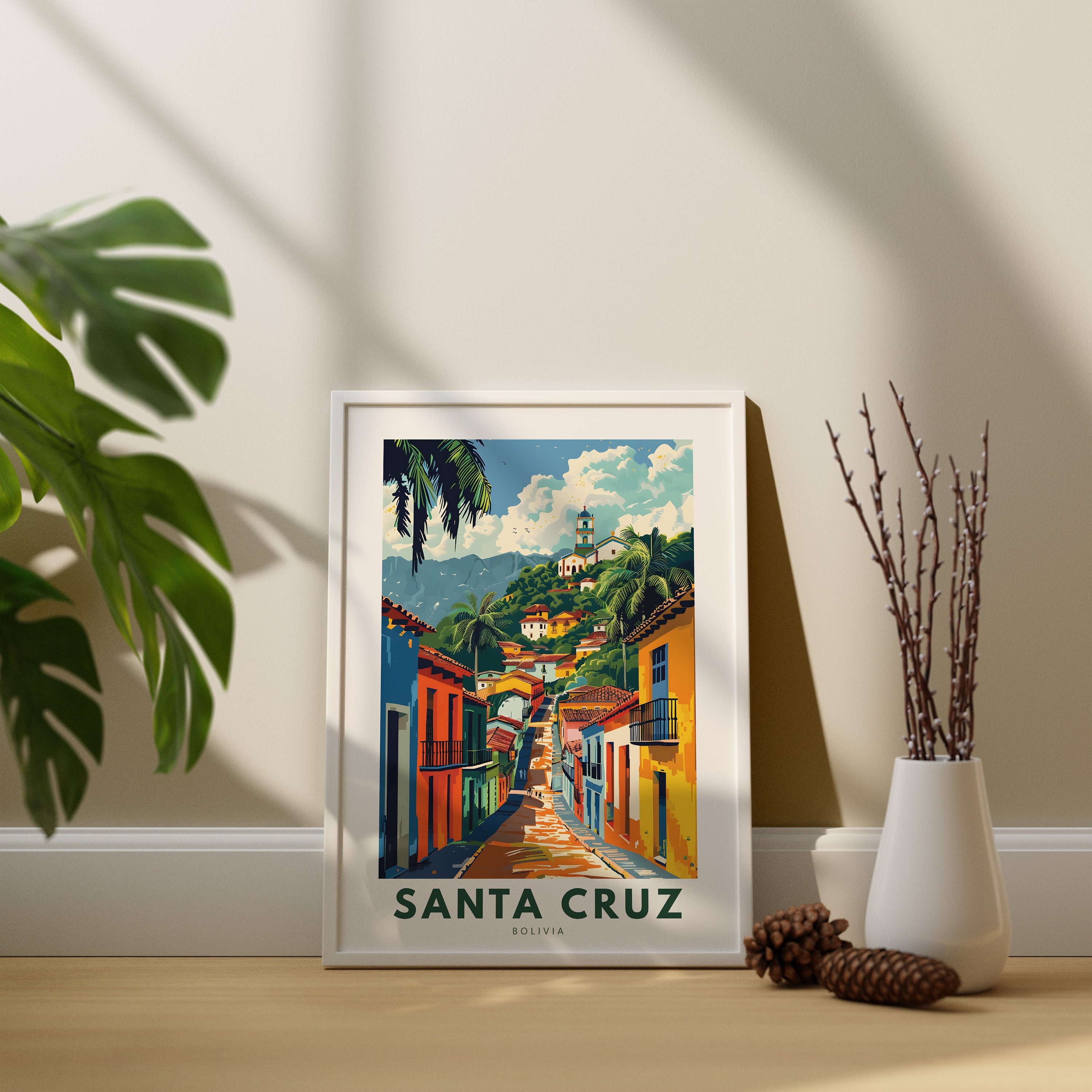 Santa Cruz travel art print, Santa Cruz travel art poster, Bolivia wall art print, Santa Cruz travel poster, Bolivia home decor hang