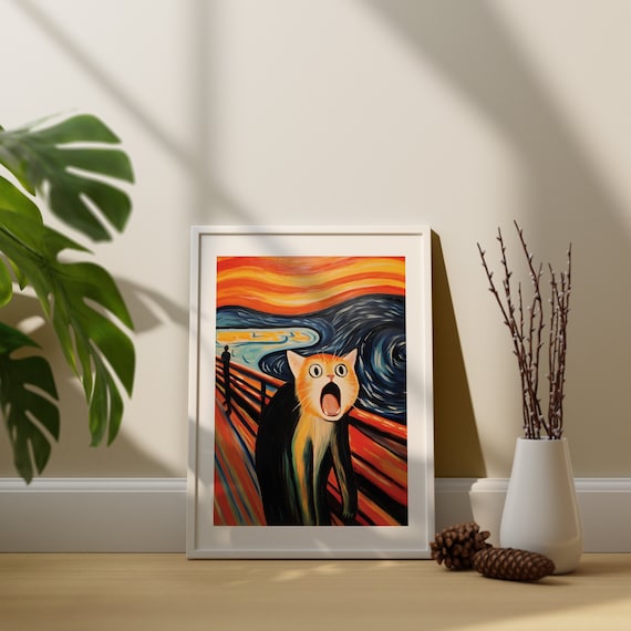 Abstract Cat Wall Art Print - Cat Artwork - Cat Illustration - Cute Cat Drawing - Cartoon Cat - Cat Lover Gift - Cat Poster