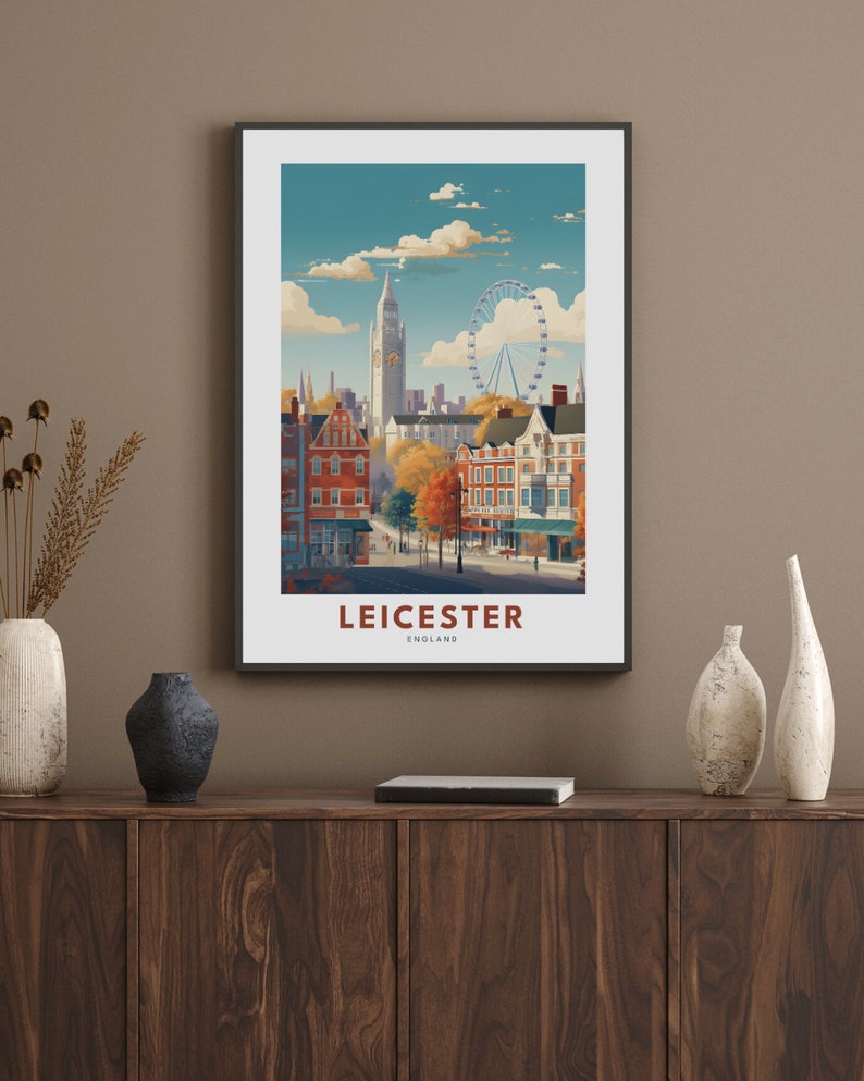 Leicester Travel Print, Leicester City Poster, England Travel Wall Art