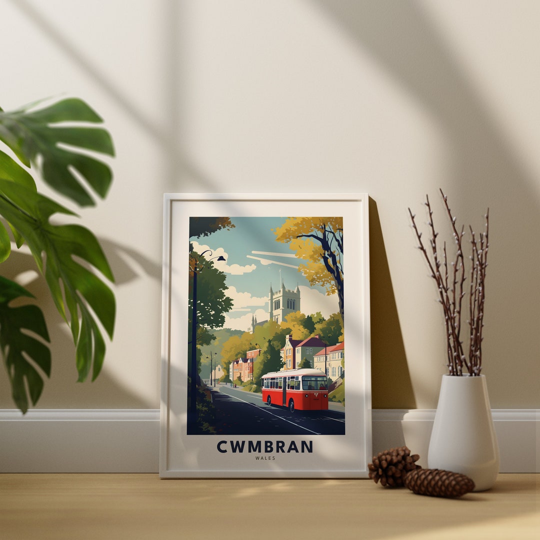 Cwmbran Travel Print Wall Art Cwmbran Wandbehang Home Décor Torfaen