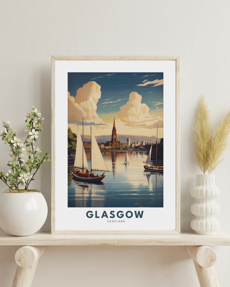 Glasgow Wall Art Print, Glasgow Poster, Scotland City Wall Art, UK City Poster, Glasgow Wall Art