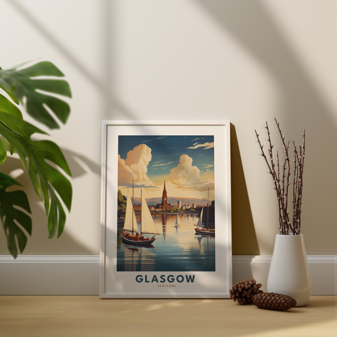 Glasgow Wall Art Print, Glasgow Poster, Scotland City Wall Art, UK City Poster, Glasgow Wall Art